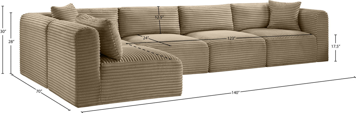 Shaggy - Fabric 5 Piece Modular Sectional