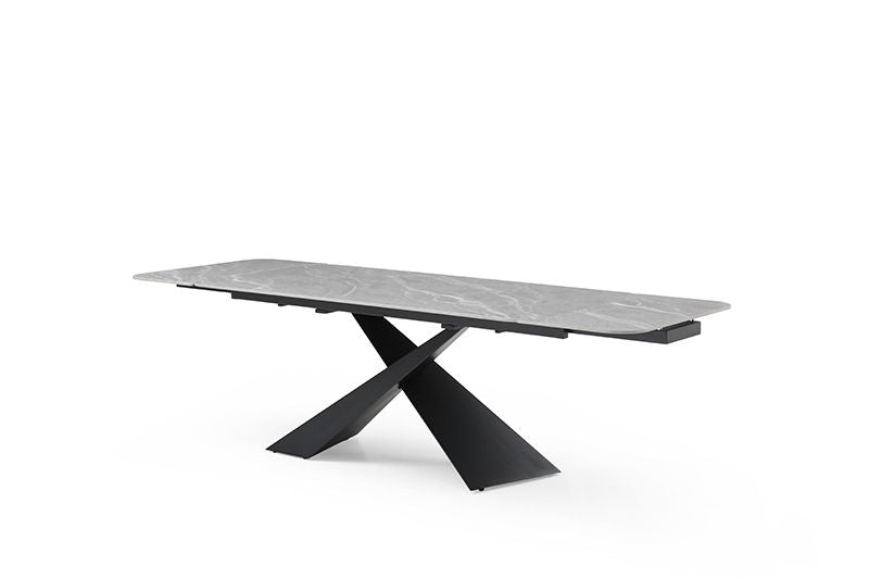 9422 - Ceramic & Metal Dining Table - Gray / Black