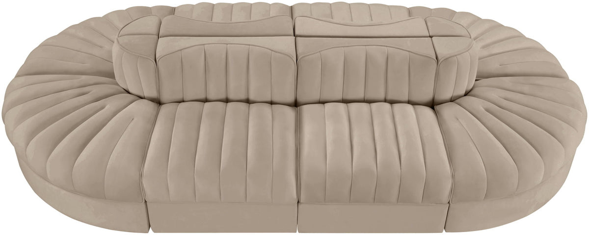 Rummi - Oval Velvet Performance Fabric Upholstered 8 Piece Modular Sectional