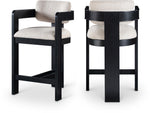 Sacha - Linen Stool With Black Base