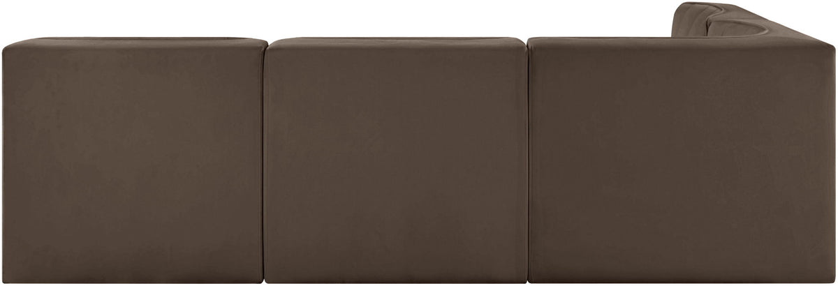 Rummi - Armless Velvet Performance Fabric Upholstered 4 Piece Modular Sectional