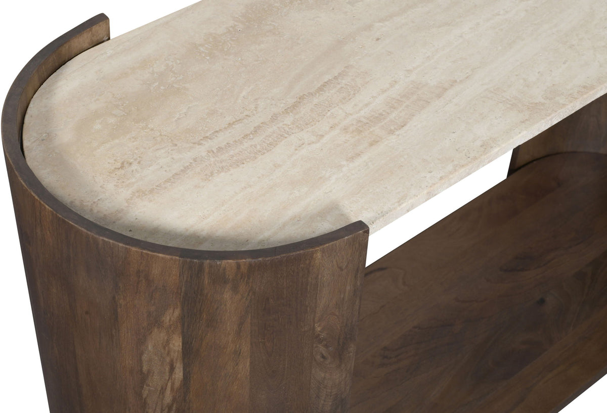 Solstice - Travertine And Mango Wood Table