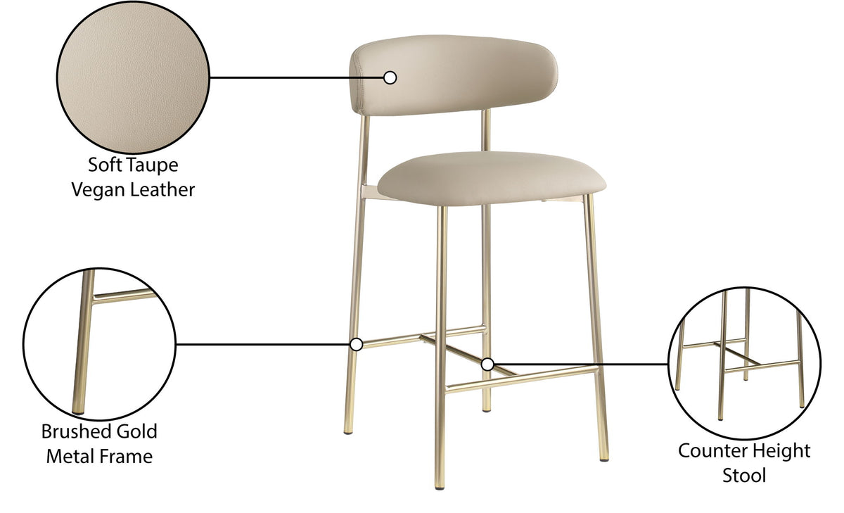 Lupita - Counter Stool With Brushed Gold Frame (Set of 2)