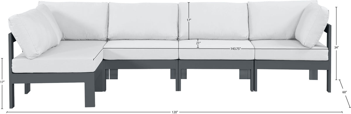 Nizuc - Outdoor Patio 5 Piece Modular Sectional With Gray Frame