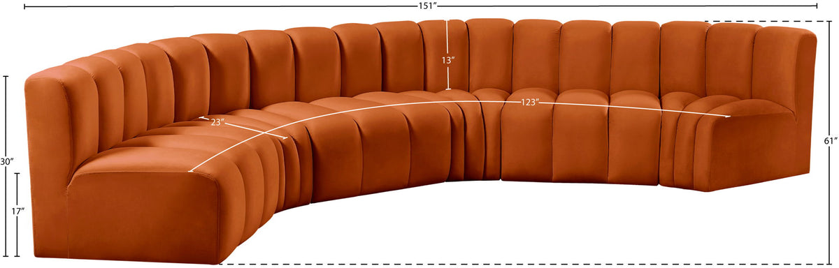 Arc - Velvet 6 Piece U-Shaped Modular Sofa