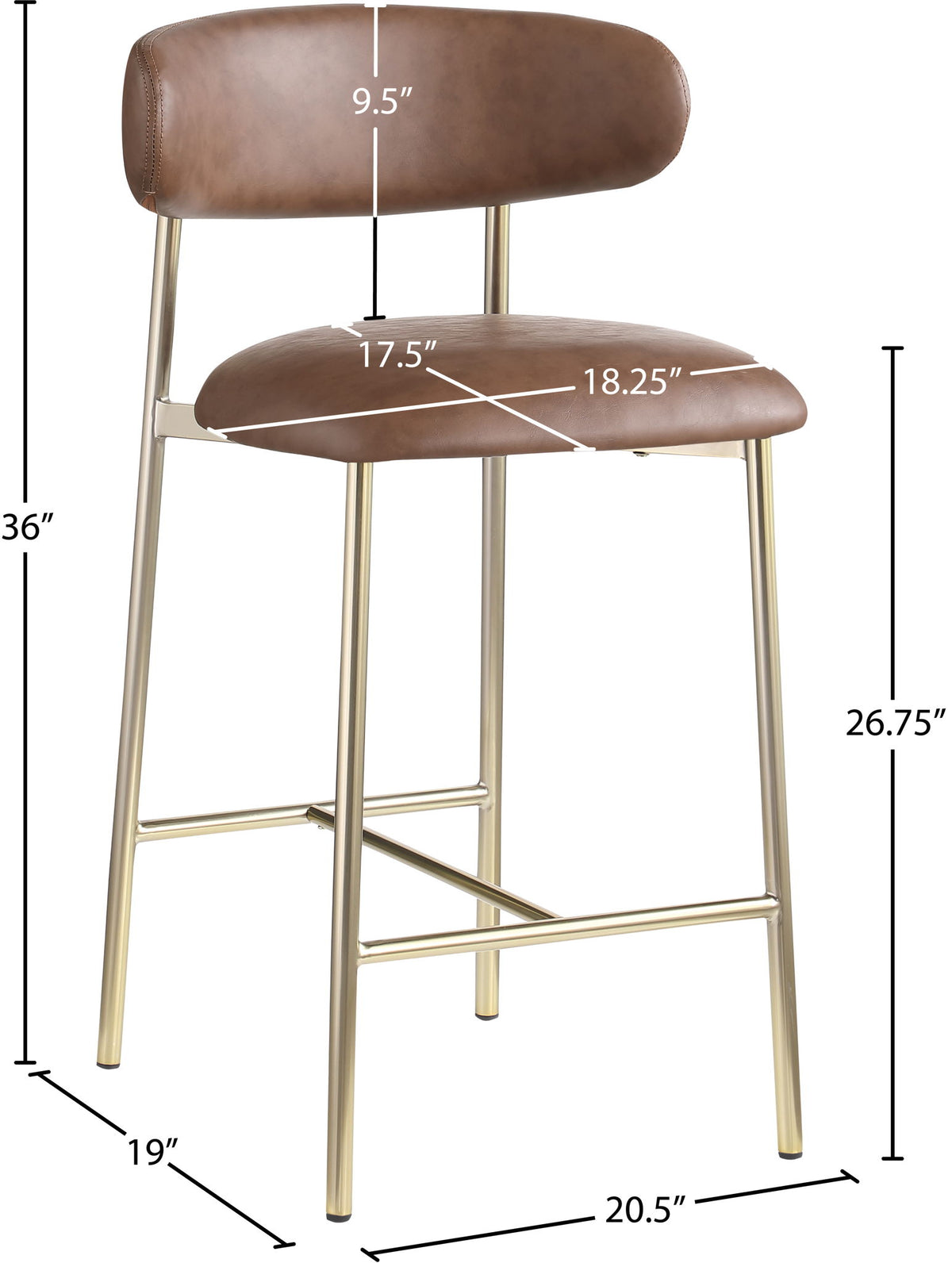 Lupita - Counter Stool With Brushed Gold Frame (Set of 2)