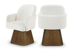 Marlowe - Linen Textured Fabric Upholstered Swivel Dining Arm Chair - Stained Brown