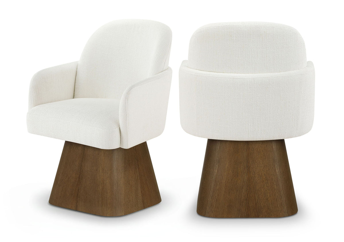 Marlowe - Linen Textured Fabric Upholstered Swivel Dining Arm Chair - Stained Brown