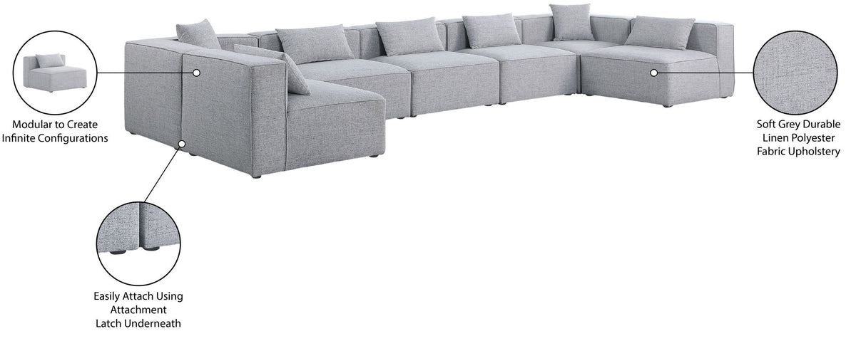 Cube - Linen 7 Piece Modular U-Shaped Sectional