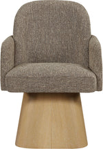 Marlowe - Linen Textured Fabric Upholstered Swivel Dining Arm Chair - Stained Natural