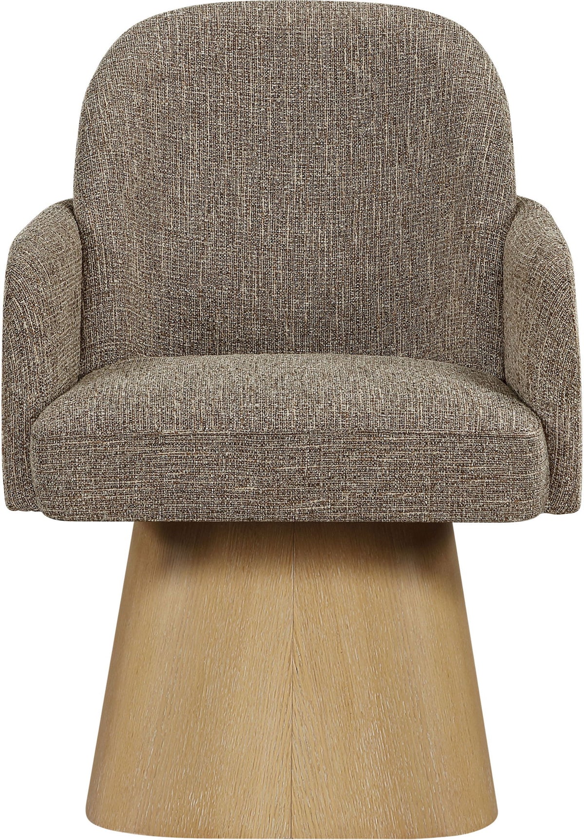 Marlowe - Linen Textured Fabric Upholstered Swivel Dining Arm Chair - Stained Natural