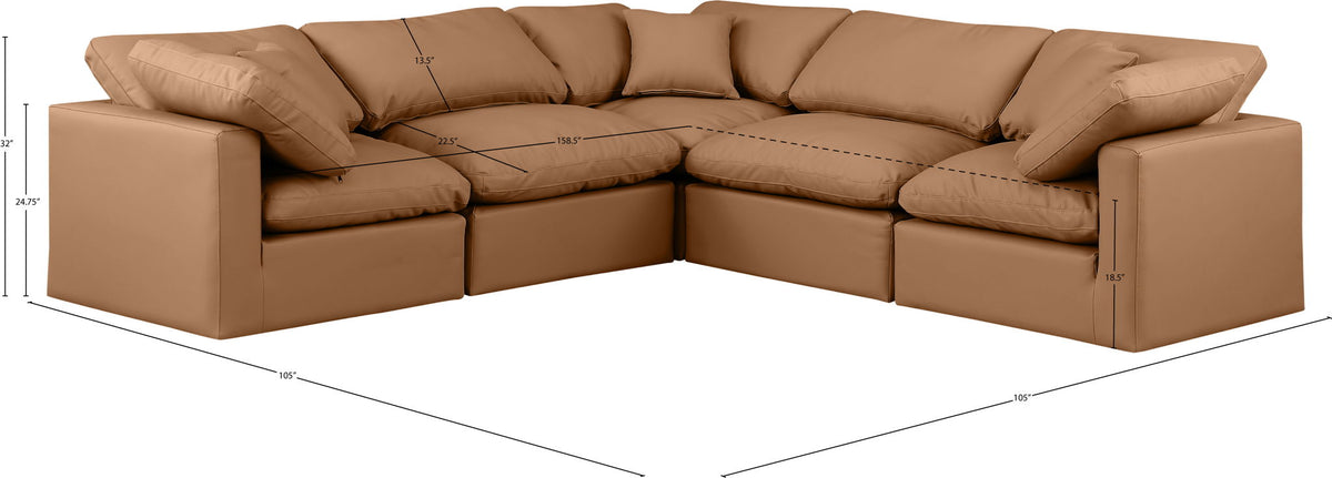 Indulge - Faux Leather 5 Piece Modular Corner Sectional