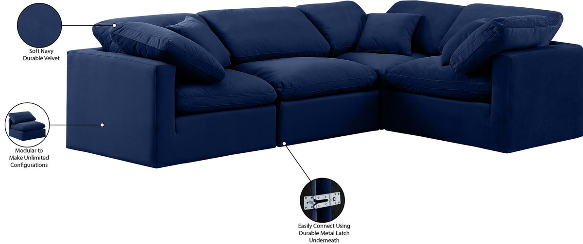 Indulge - Velvet 4 Piece Modular Corner Sectional