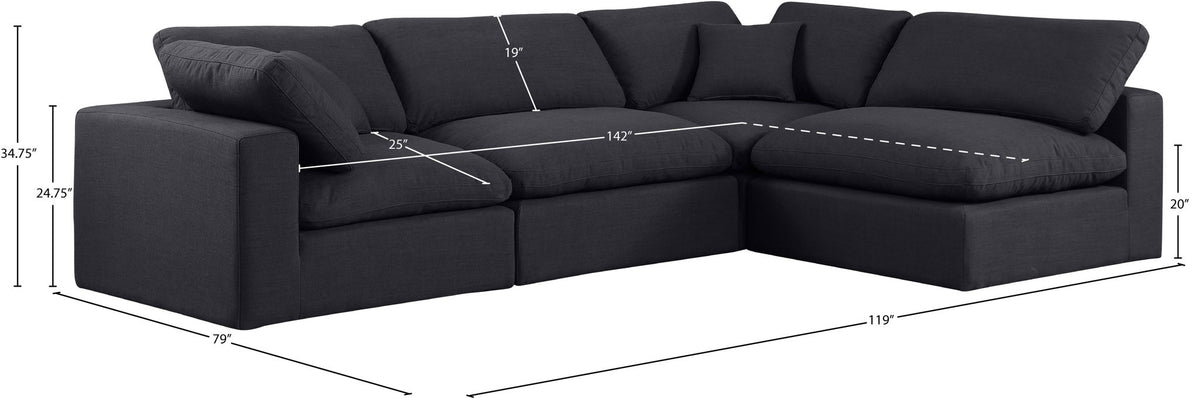 Comfy - 4 Piece Linen Fabric Modular Armless Sectional