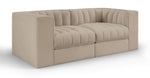 Rummi - Velvet Performance Fabric Upholstered 2 Piece Modular Loveseat