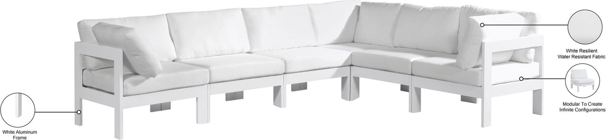 Nizuc - Outdoor Patio 6 Piece Modular Sectional With White Frame