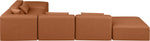 Cube - 6 Piece Modular Corner Armless Sectional - Cognac