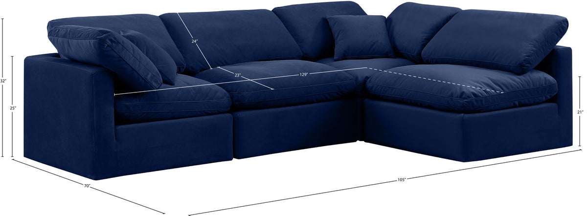Indulge - Velvet 4 Piece Modular Sectional