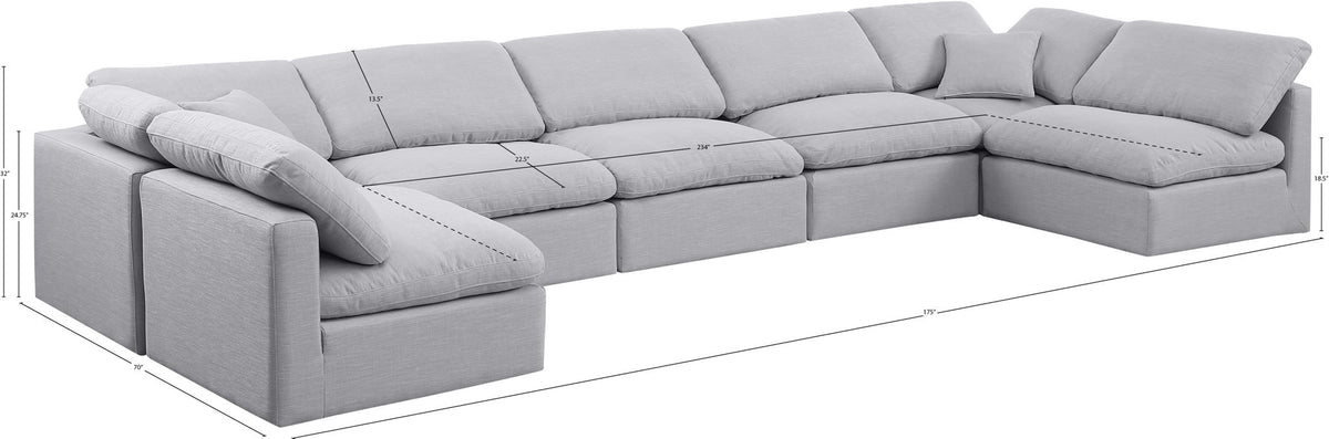 Indulge - Linen 7 Piece Modular U-Shaped Sectional