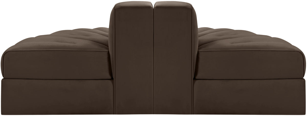 Rummi - Velvet Performance Fabric Upholstered 2 Piece  Rounded Modular Loveseat
