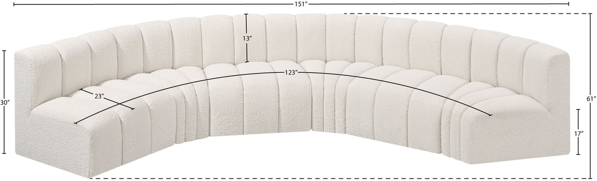 Arc - Boucle Fabric 6 Piece U-Shaped Modular Sofa