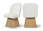 Marlowe - Linen Textured Fabric Upholstered Swivel Dining Side Chair - Stained Natural