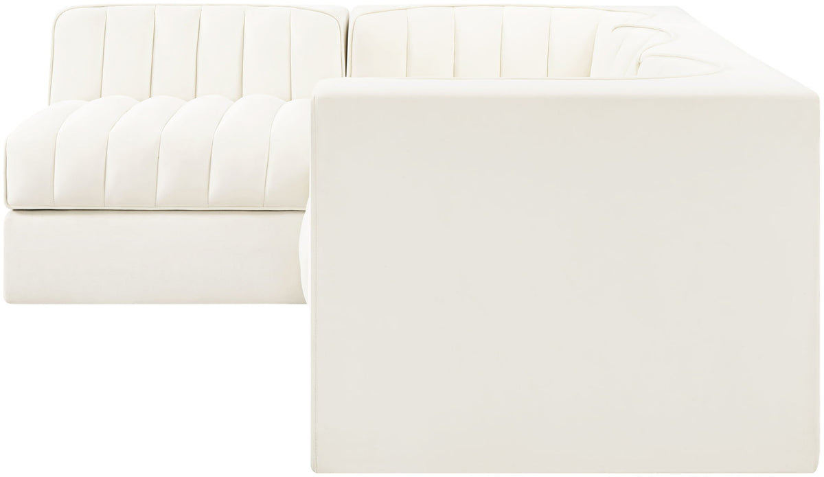 Rummi - Velvet Performance Fabric Upholstered 4 Piece Modular Sectional