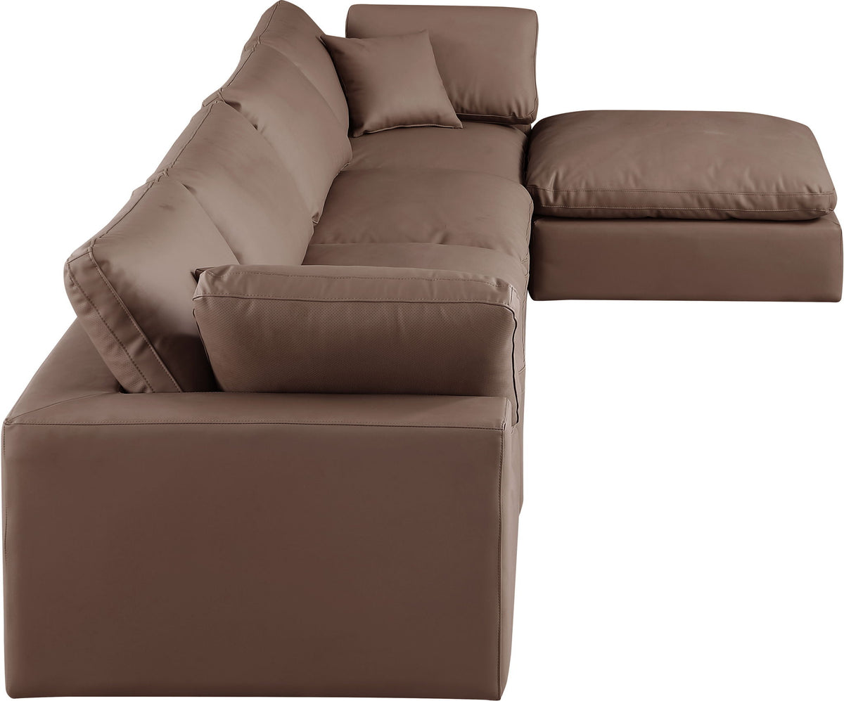 Comfy - 5 Piece Faux Leather Modular Sectional With Chaise