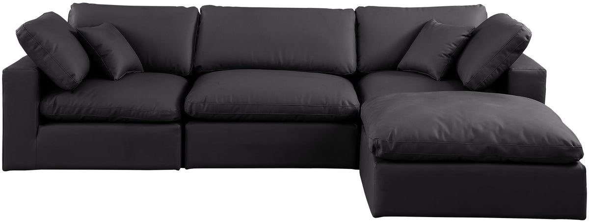 Comfy - 4 Piece Faux Leather Modular Sectional With Chaise