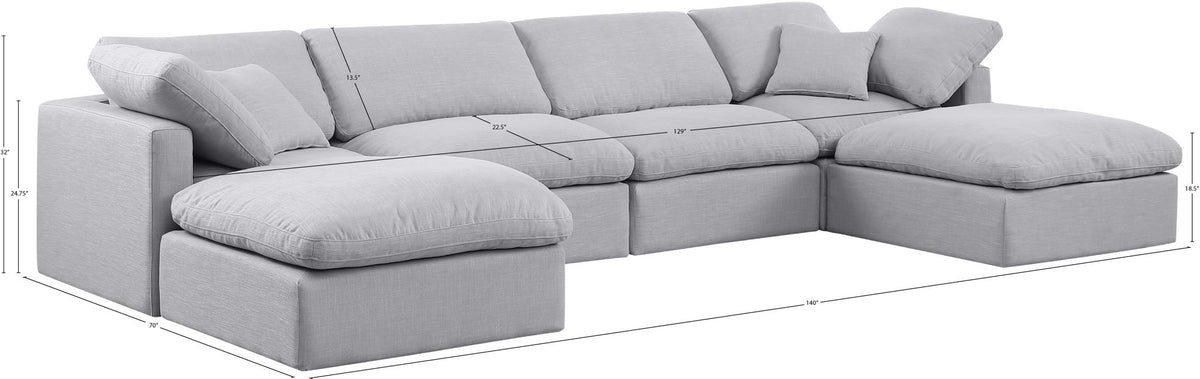 Indulge - Linen 6 Piece Modular Double Chaise Sectional