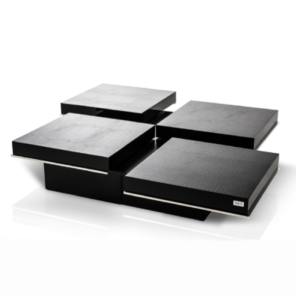 Horizon - Modern Black Crocodile Coffee Table w/ Pull Out Squares by VIG Furniture - View 2