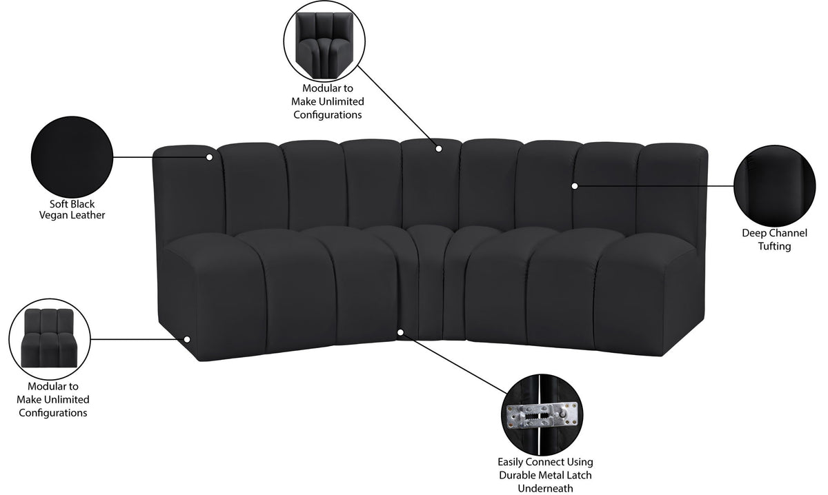 Arc - Faux Leather 3 Piece Modular Corner Sofa