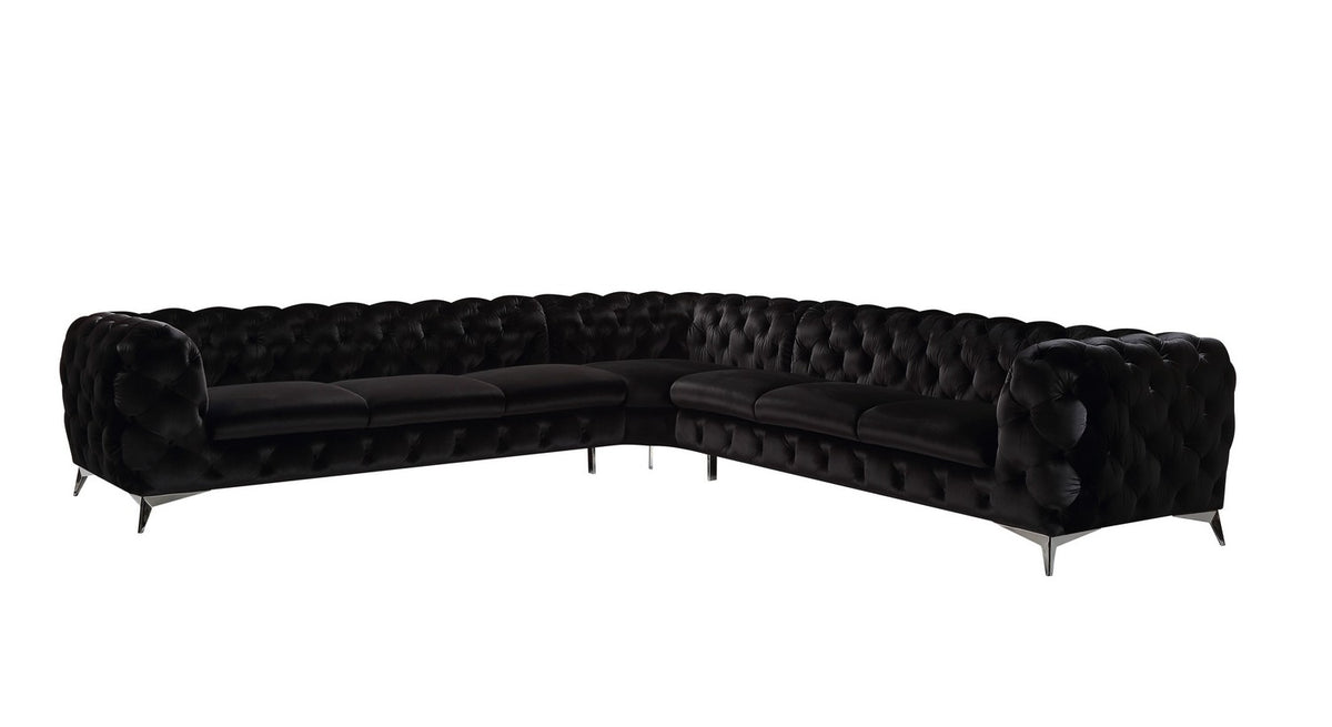 Delilah - Glam Black Fabric Sectional Sofa by VIG Furniture - View 4