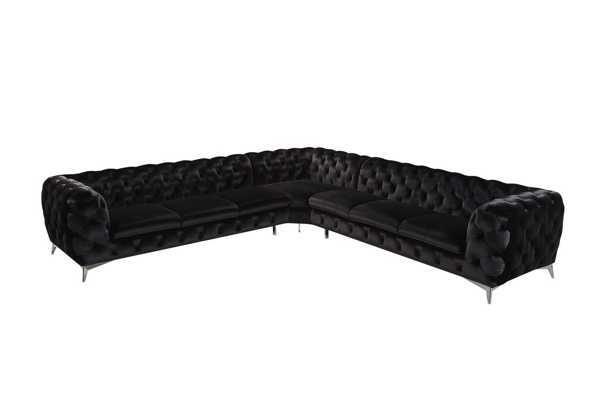 Delilah - Glam Black Fabric Sectional Sofa by VIG Furniture - View 7