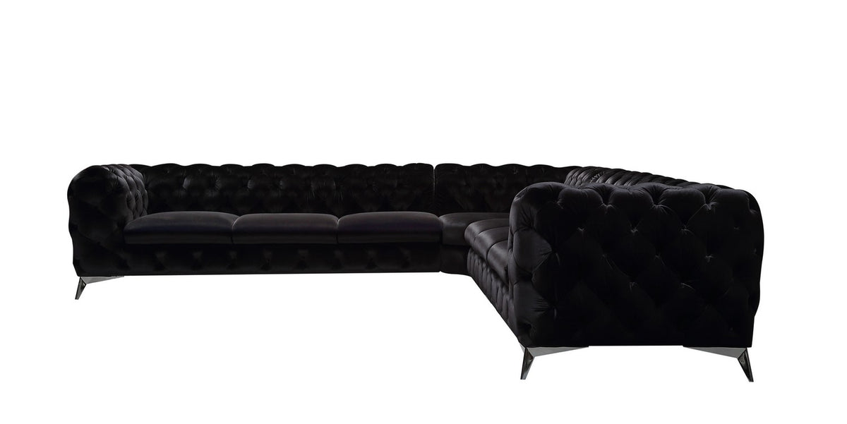 Delilah - Glam Black Fabric Sectional Sofa by VIG Furniture - View 3