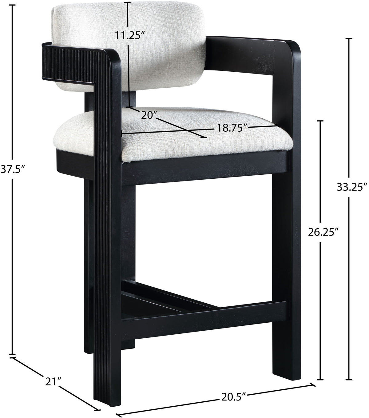 Sacha - Linen Stool With Black Base