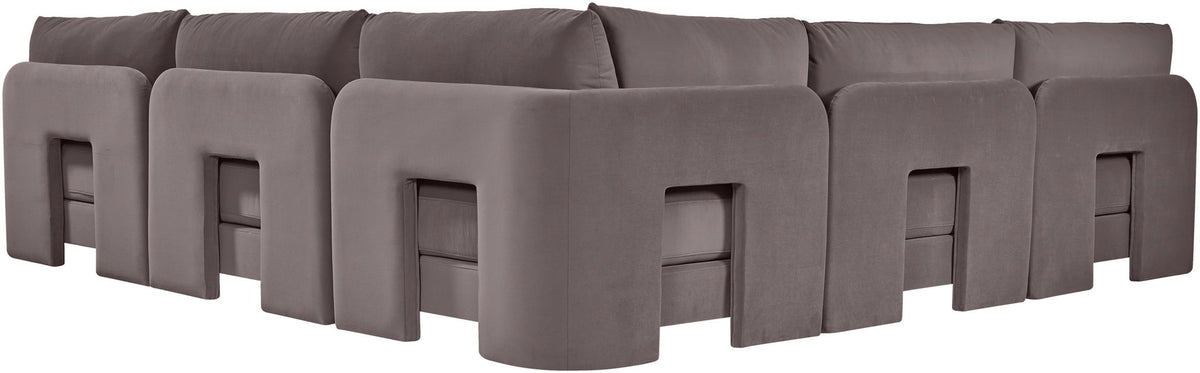Hammond - Velvet Performance Fabric Upholstered 5 Piece Armless Sectional