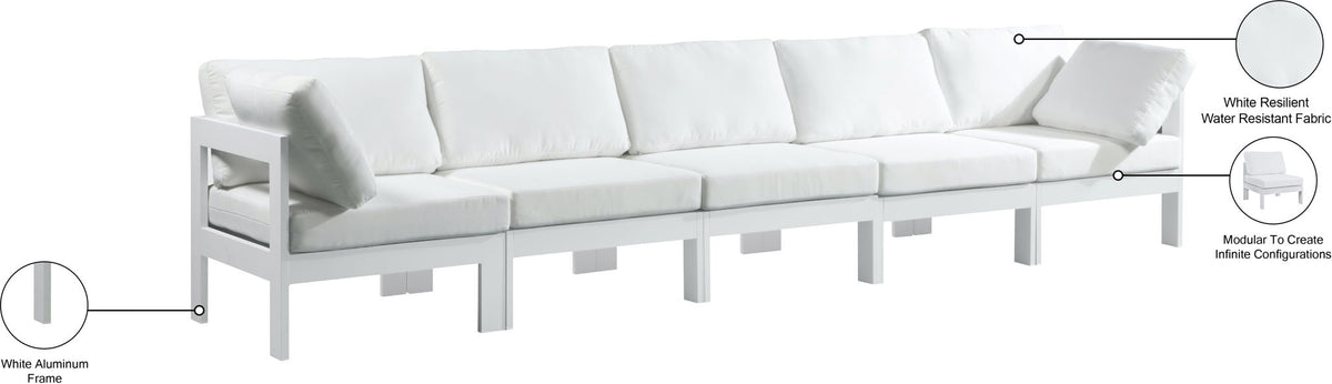 Nizuc - Outdoor Patio 5 Seat Modular Sofa With White Frame