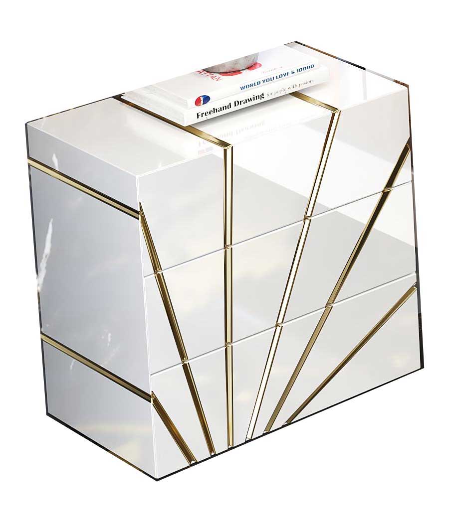 Oro - Nightstand 3 Drawers - White