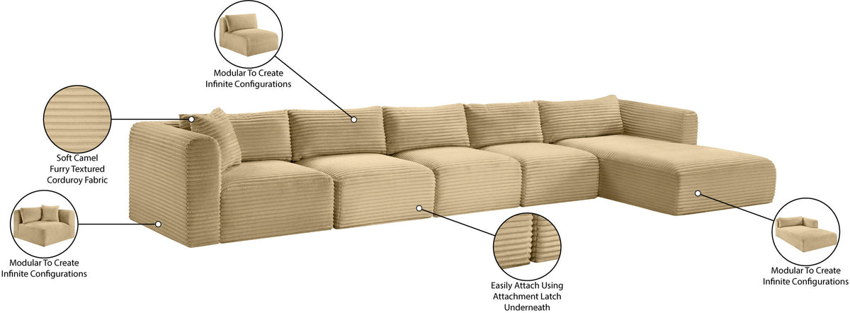 Shaggy - 5 Piece Modular Sectional With Chaise
