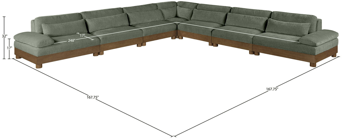 Turin - Chenille Fabric Upholstered Modular Sectional - Green
