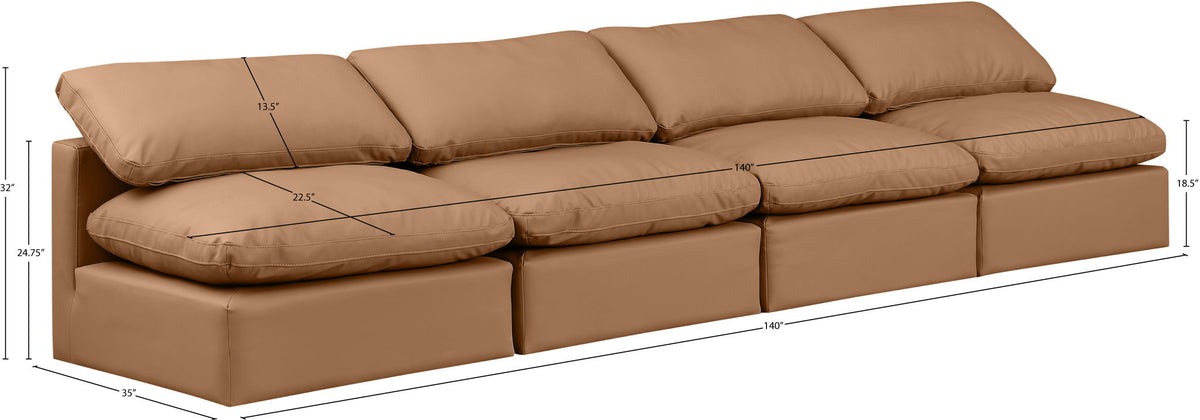 Indulge - Faux Leather 4 Seat Modular Armless Sofa