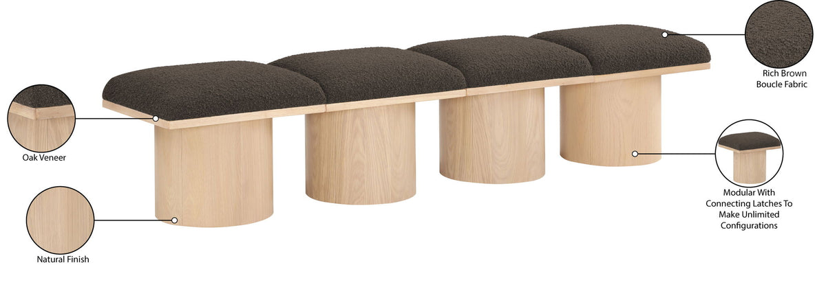 Pavilion - 4 Piece Modular Bench With Natural Base