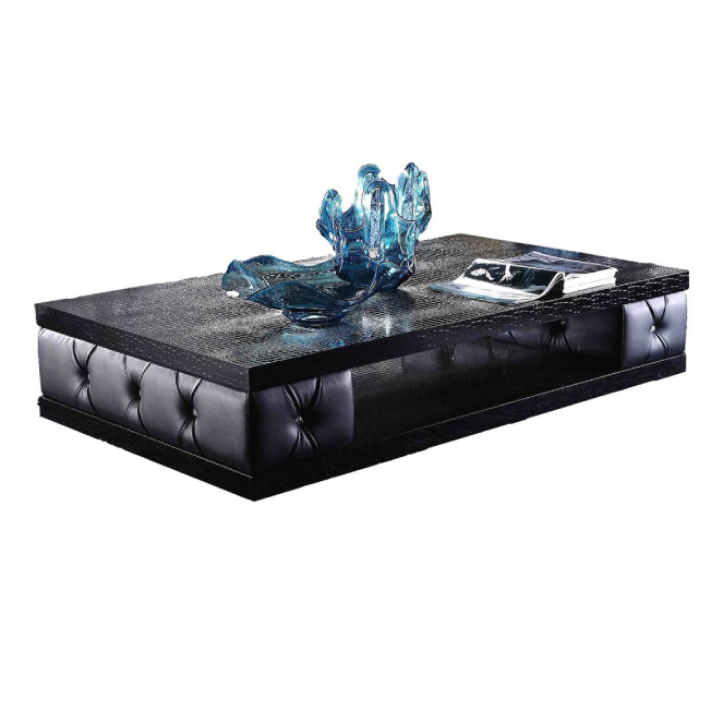Cecily Transitional Black Leather w/ Crystals Coffee Table by VIG Furniture - View 1