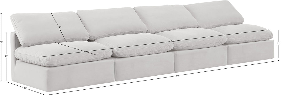 Indulge - Velvet 4 Seat Modular Armless Sofa