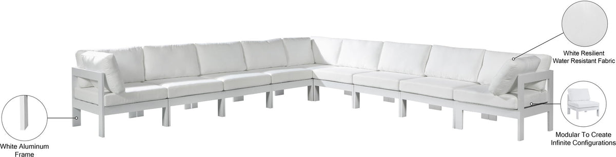 Nizuc - Outdoor Patio 9 Piece Modular Sectional With White Frame