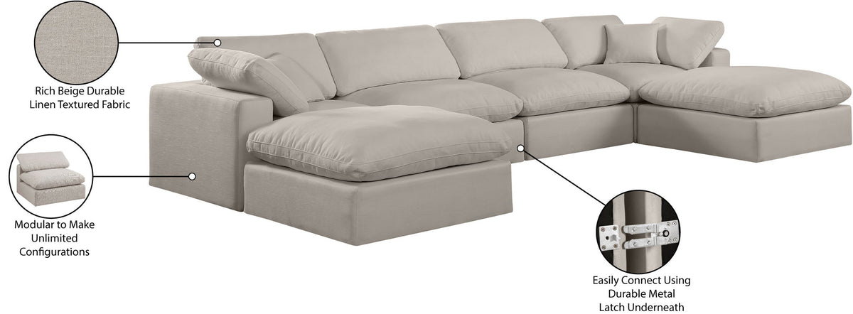 Comfy - 6 Piece Linen Modular Double Chaise Sectional