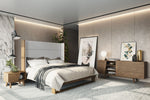 Heloise - Contemporary Grey Fabric & Walnut Trim Bed by VIG Furniture - View 3