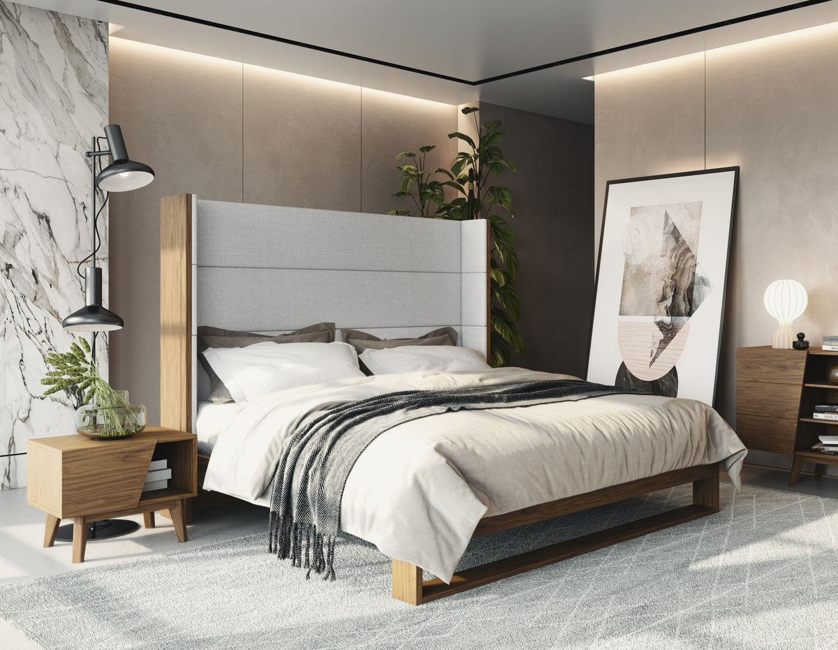 Heloise - Contemporary Grey Fabric & Walnut Trim Bed by VIG Furniture - View 4