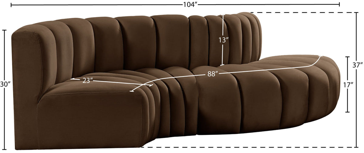 Arc - Velvet 4 Piece L-Shaped Modular Sofa